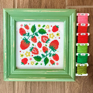 Framed strawberry cross stitch pattern (photo credit - Jackie from CCS FB Group)