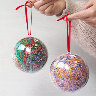 Christmas baubles made with leftover thread (ORTs)