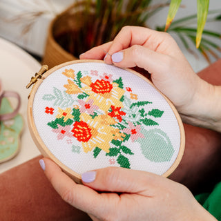 Golden Blooms Digital Cross Stitch Pattern 
