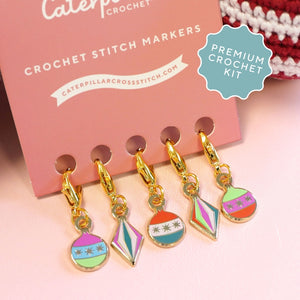 Colourful Bauble stitch markers included in the Premium Crochet Kit