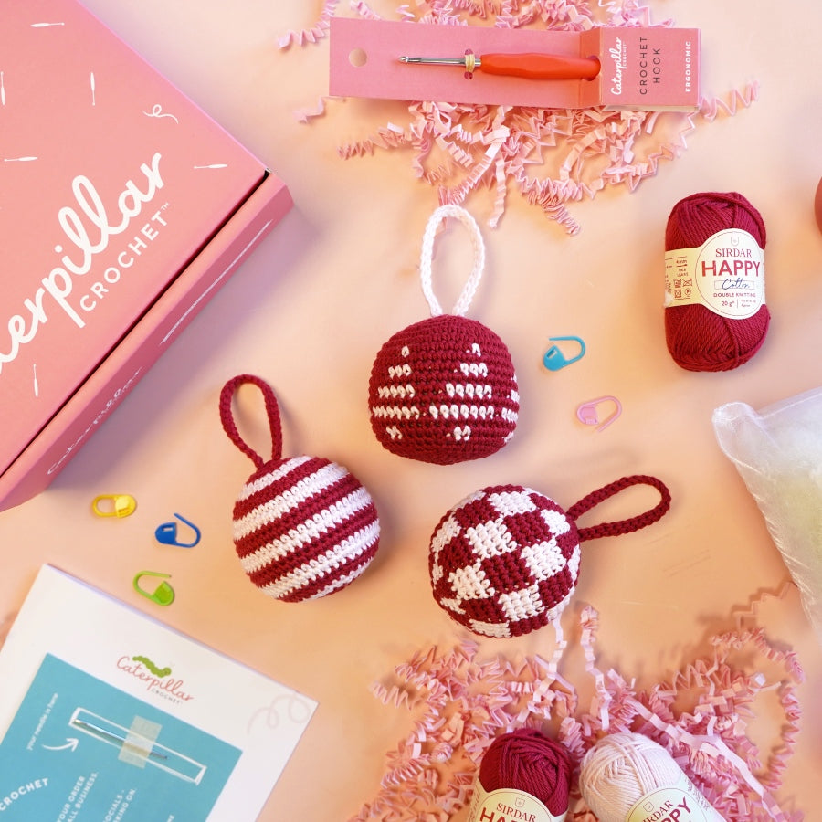 Candy Cane Baubles Crochet Kit