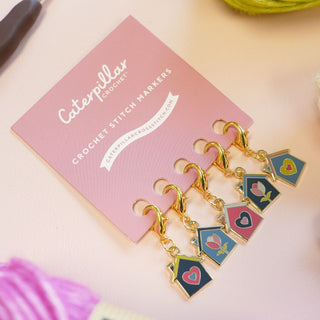 Colourful Cosy Home stitch markers on display card
