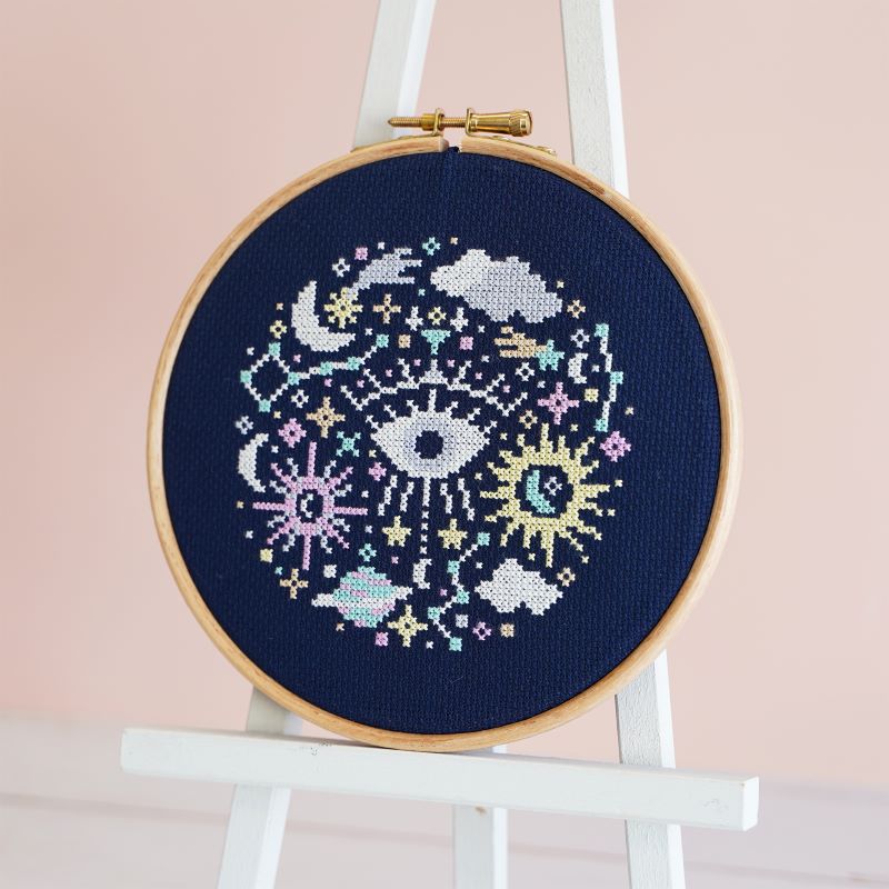 space inspired cross stitch design