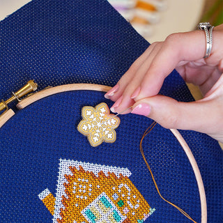 Gingerbread Cookie needle minder and Gingerbread Lane stitch-a-long sneek peak
