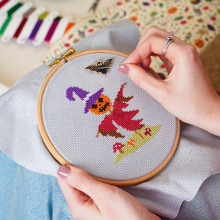 Bat needle minder and Hello-ween stitched sample