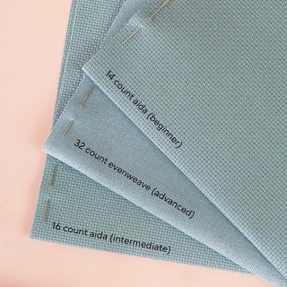 14 count, 32 count and 16 count Zweigart fabric examples