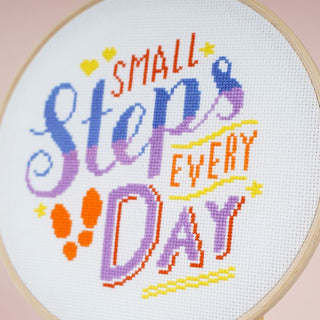 Happy typography quote cross stitch