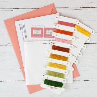 Kit contents for Summer Sunflowers cross stitch kit