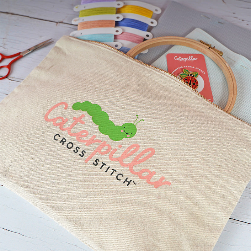 Cross Stitch A4 Canvas Project Bag Caterpillar Cross Stitch