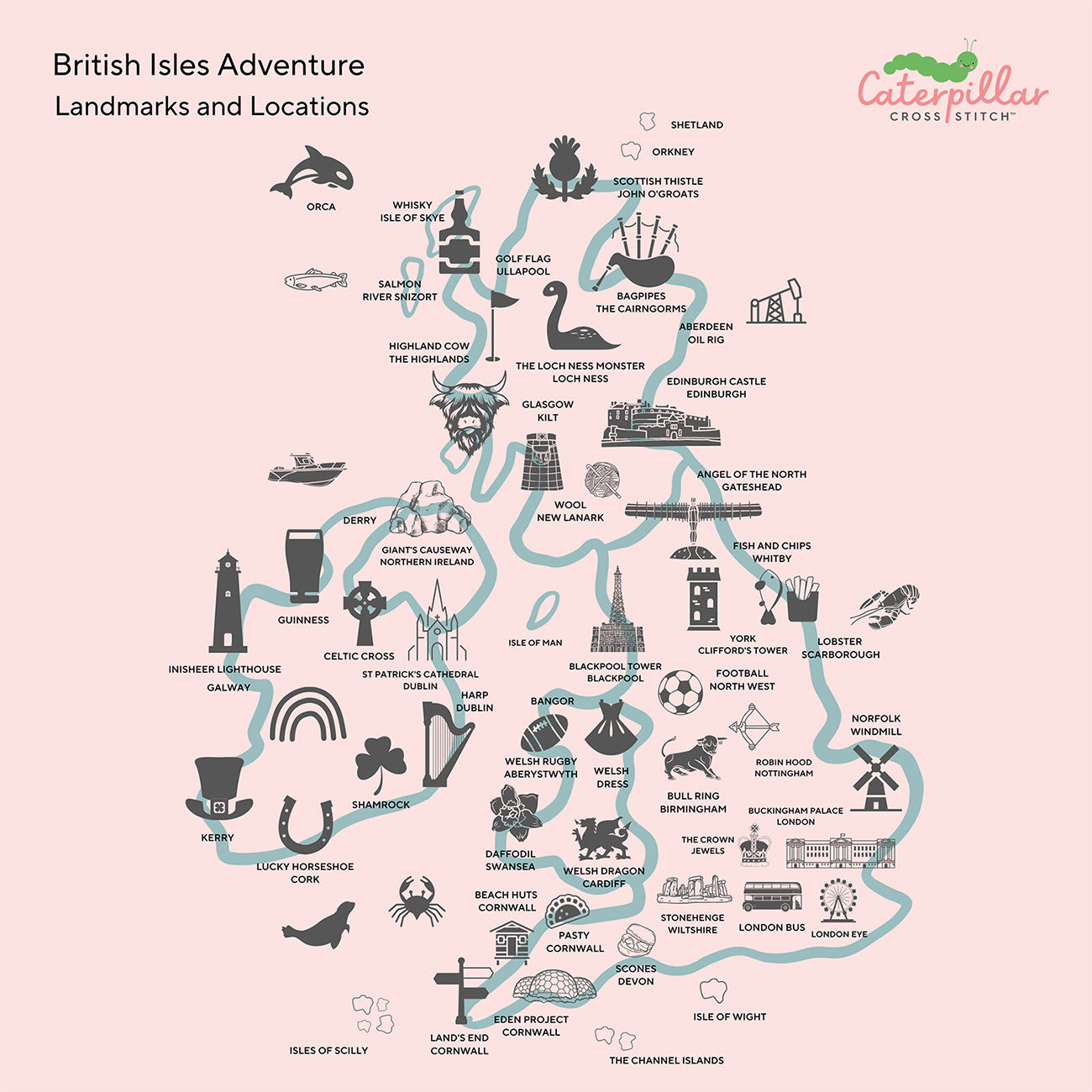 British Isles Adventure - Cross Stitch Kit or Pattern