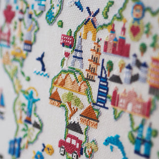 world map cross stitch kit 