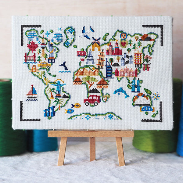 world map cross stitch kit 