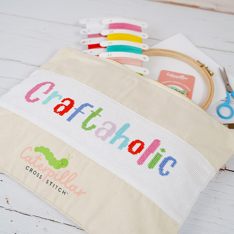 Caterpillar Aida Band Cross Stitch Project Bag