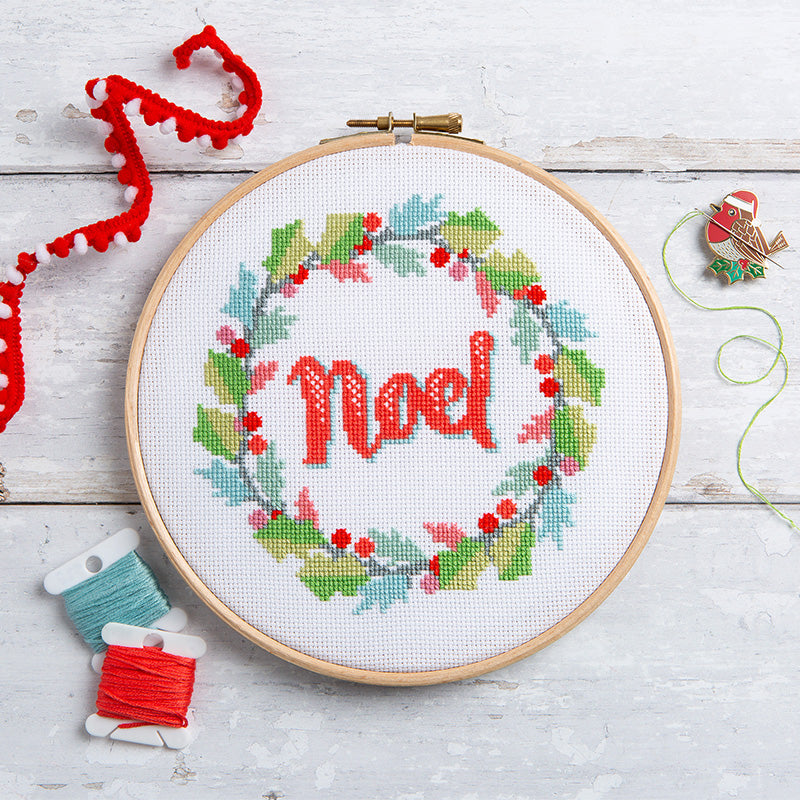 Noel Holly Wreath Cross Stitch Kit
