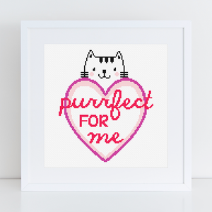 valentines cat cross stitch pattern 