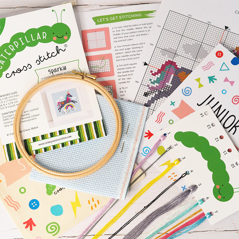 KRAFUN Cross Stitch Kits for kids Beginners, 4 Unicorn