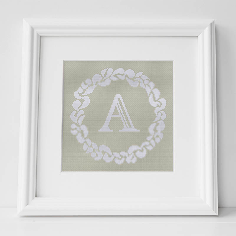 Grace Wreath Monogram - Cross Stitch Kit or Pattern
