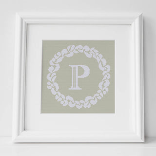 Grace Wreath Monogram - Cross Stitch Kit or Pattern