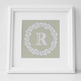 Grace Wreath Monogram - Cross Stitch Kit or Pattern