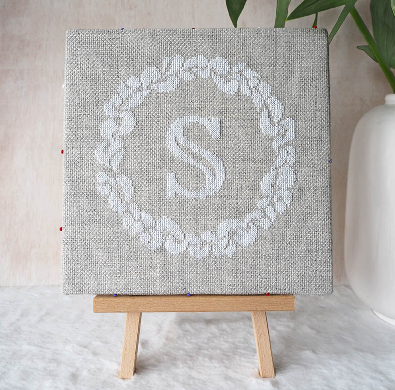 Grace Wreath Monogram - Cross Stitch Kit or Pattern