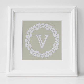 Grace Wreath Monogram - Cross Stitch Kit or Pattern