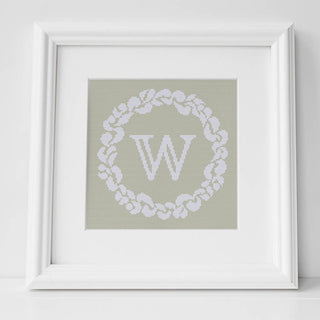 Grace Wreath Monogram - Cross Stitch Kit or Pattern