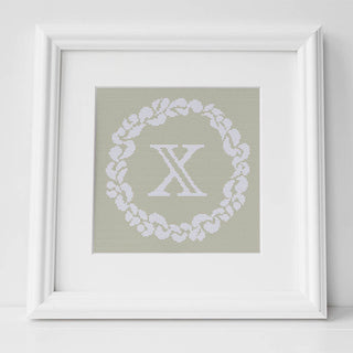 Grace Wreath Monogram - Cross Stitch Kit or Pattern