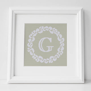 Grace Wreath Monogram - Cross Stitch Kit or Pattern